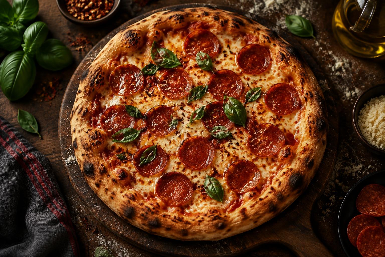 Pizza artesanal recém-saída do forno